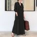 Muslim Dress Women Breathable Cotton Linen Lapel Shirt Dress – Oversized Long Sleeve Pocket Dress For Women (Black/Golden Yellow/Army Green_ecoleips.com