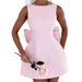 Women's Clothing Pearl Bow Short Skirt Fashion Slim Backless Lady Style Dress Women_ecoleips.com