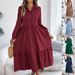 Real Shot Of 2026 Spring/summer European And American Style Casual Loose Long-sleeve Ruffle Shirt Dress,_ecoleips.com