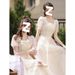 Champagne Color 2025 Wedding Female Bride Sister Group Bridesmaid Graduation Performance Dress_ecoleips.com