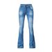 Women's Clothing Tight Elastic Tassel Flared Pants Trousers Solid Color Jeans_ecoleips.com