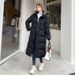 Women's Long Winter Coat With Hood, Thickened Polyester Cotton Padded Jacket, Knee-Length Warm Parka For Cold Weather (White/Black, Sizes M-Xxl)_ecoleips.com
