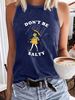 Simple Casual Loose Women's Printed Tank Top Cross-Border Round Neck Wholesale Umbrella Comfortable Deep Red_ecoleips.com