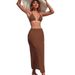 Women's Three Piece Bikini Swimsuit European And American Style Solid Color Mesh Long Dress Fashionable Sexy Design 2025_ecoleips.com