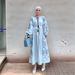 Women's Clothing Women's Casual Loose Cotton Linen Skirt Dress With Heavy Embroidery And Lantern Sleeves Southeast Asia Malaysia Modest Abaya Dress_ecoleips.com