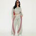 Women's Casual Long-Sleeve Top & Side-Stripe Sport Pants Set - Polyester Two-Piece Outfit (Breathable, Comfort Fit, Office & Street Style)_ecoleips.com