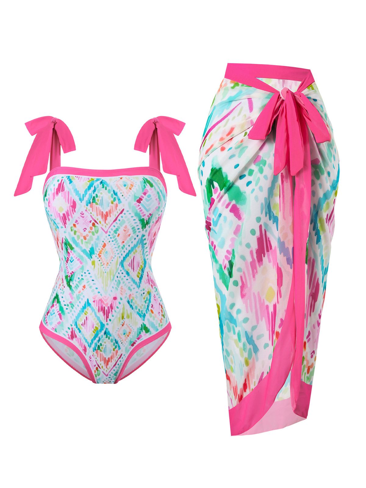 Women's Conservative One Piece Swimsuit Print Design Wire-Free Swimwear Summer Vacation Style_ecoleips.com