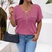 Women's Plus Size Pullover T-Shirt Solid Color Zipper Short Sleeve Faux Pocket Top Loose Fit Spring/Summer New Arrival_ecoleips.com
