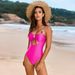 Women's Clothing New Style Bright Solid Color One Piece Swimsuit Hot Style Beaded Swimsuit Drawstring One Piece Swimsuit Suit_ecoleips.com