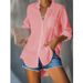 Women's Clothing Women's Solid Color Plus Size Casual Loose Breasted Shirt Style Clothing For Women For Formal & Casual For Women_ecoleips.com