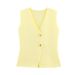 ZA Style Women's New Gold Button Knitted Vest + Small Pleated Patchwork Skirt_ecoleips.com