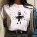 Cross-border Plus-size Harajuku Style Spring-summer Fashion Watercolor Ballet Girl Short-sleeve Top For Women_ecoleips.com
