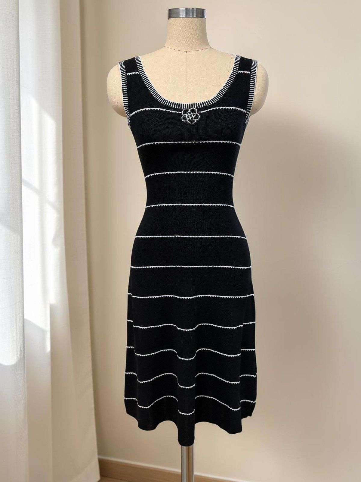 New Women's Summer Mid-Length Striped Knit Dress American Style Hot Selling Vest_ecoleips.com