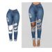 European And American Foreign Trade Cross-border High-waisted Stretch Ripped Slim-fit Women's Jeans_ecoleips.com