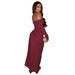 Women's Clothing One-Shoulder Metallic Mermaid Dress – Stretch Knit Bodycon Gown With High Slit (Champagne/Burgundy/Gold, S-XXL, Euro-US Glam Style)_ecoleips.com