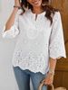 Women's Clothing Fashion Sexy Lace V Neck Spring And Summer New Three Quarter Sleeve Shirt_ecoleips.com