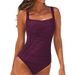 Tengwei Solid Color Sexy One Piece Swimsuit Women's Swimwear_ecoleips.com