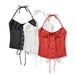 Aria Basics Aria Basics European American Style Solid Color Satin Fishbone Halter Neck Tank Top For Women, Adjustable Straps, Beautiful Back_ecoleips.com