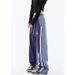 Women's Clothing Trendy Wide Leg Pants Patchwork Jeans High Street Style Loose Fit Casual Autumn Dance Sports_ecoleips.com