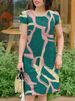 ZANZEA Summer Short Sleeve Dress Women Knee-length O Neck Casual 2024 OL Work Printing Party Vestidos Holiday Elegant Sundress_ecoleips.com