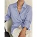 Autumn Intellectual Style Blue Long Sleeve Shirt Lace-Up Shirt Cardigan Top Women's Clothing Wholesale_ecoleips.com
