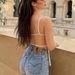 Women's Foreign Trade Blended Fabric Sexy Backless Top With High-end Matching Color Ties, Hot-selling Item On_ecoleips.com