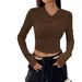 Voya Hot Selling Women's Clothing Street Trend V-neck Hoodie Autumn And Winter Slim Fit Base Hooded Top For Women_ecoleips.com