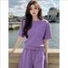 Women's Pure Cotton Two Piece Sportswear Set Korean Style Fashionable Casual Loose Flattering Summer Style Cross Border_ecoleips.com