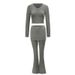 AD111 European American New Fashion Wholesale Stylish And Sexy Knitted Slim-fit T-shirt Casual Yoga Sports Pants Set_ecoleips.com