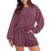 Women's Autumn/Winter Long-Sleeved Shorts And Loose-Fitting Casual Home Wear Set_ecoleips.com