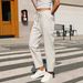 Aria Basics 2025 Cross-Border European And American Women's Clothing Casual Cotton-Linen Slim-Fit Drawstring Elastic_ecoleips.com