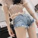 2025s Sexy Ultra Low Waist Denim Shorts Nightclub Internet Celebrity Hot Y2K Spicy Girl Style Ripped Frayed Hem Women's Pants_ecoleips.com
