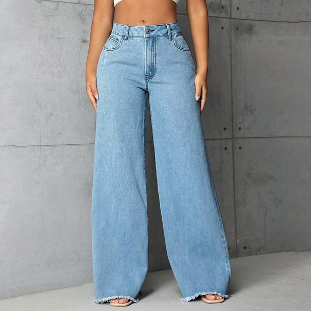 European And American Cross-border Women's Clothing: New Low-waist Casual Loose Straight Wide-leg Denim Pants_ecoleips.com