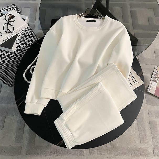 New Casual Sweatshirt Sports Suit Wide Leg Pants Two Piece Design Fashion Sports Suit For Women_ecoleips.com