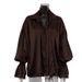 Women's Elegant Russian Style Satin Shirt Loose Fitting Lapel Top With Bell Sleeves Versatile New 2025 Design_ecoleips.com
