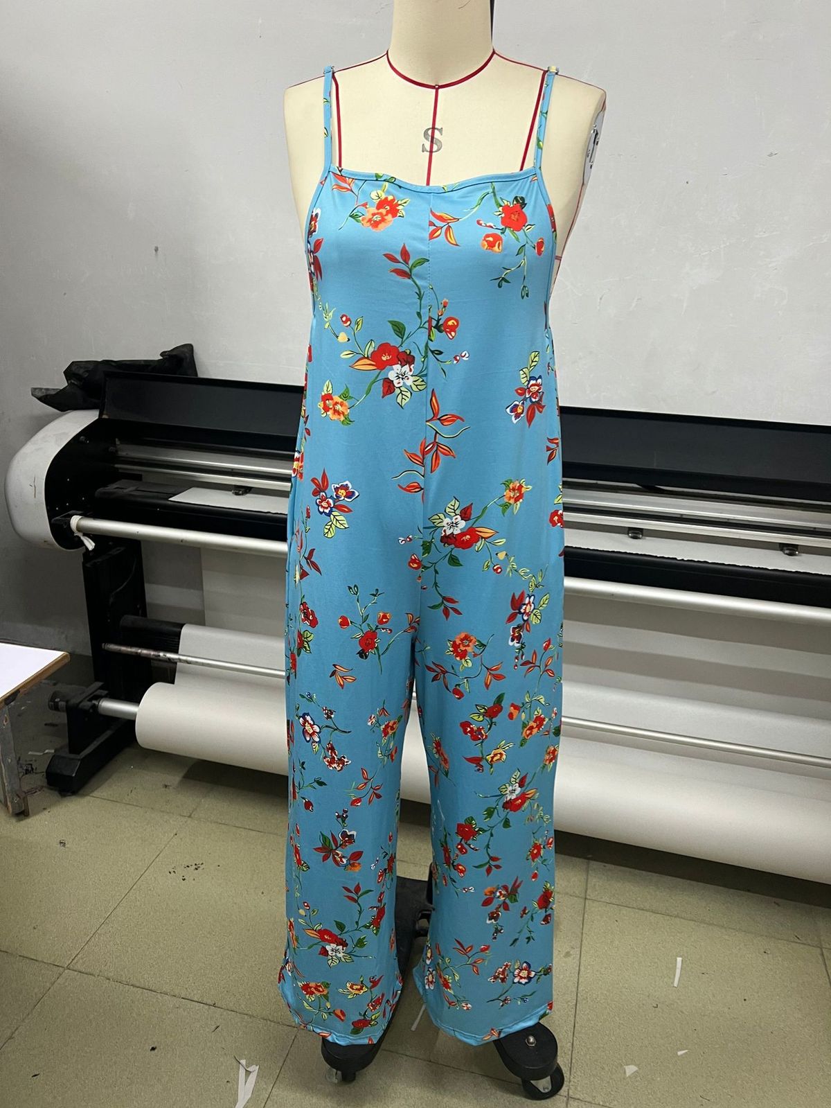 K New Spicy Girl Adjustable Shoulder Strap Printed Casual Suspender Floral Jumpsuit_ecoleips.com