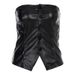 Women's Clothing Single Breasted Short PU Leather Women's Single Button Short PU Leather Cropped Top Sexy Slim Fit Off Shoulder Blouse Black_ecoleips.com
