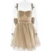 Women Elegant Formal Dress, Strappy Spaghetti Strap & Bandeau Design, Shiny Glitter Fabric, Bow Detail, Slim‑Fit Flared A‑Line Silhouette_ecoleips.com