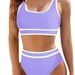 Women's Sexy Solid Color Bikini Set – High-Cut Swimwear With Removable Padding (S-Xl, 7 Colors) Smooth Nylon Fabric_ecoleips.com
