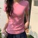 Women's Solid Color Fitted Short Sleeve T-Shirt Stretch Cotton Slim Fit Cropped Top for Casual Layering_ecoleips.com