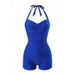 Women's Conservative Slimming Tie-Up One Piece Swimsuit American Style Flat Angle Bikini Beach Swimwear_ecoleips.com