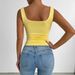 2025 European And American Cross-border New Women's Sleeveless Camisole With Square Neckline, Casual Basic Crop Top_ecoleips.com