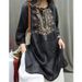 Retro Literary Embroidered Shirt For Women Mid-Length Loose Fit Summer Top Heavy Duty Cotton Linen Short Sleeved Casual Pullover_ecoleips.com