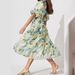 Women's Bohemian Floral Mid-Length With Ruched Beach Flowy Dress_ecoleips.com
