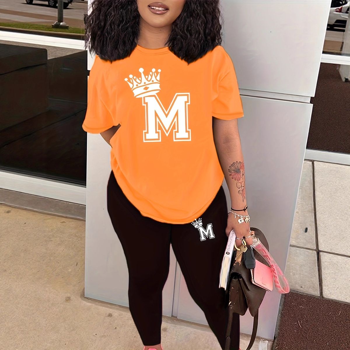 Trendy Short Sleeve T-Shirt & Pants Set – Stylish Casual Outfit For Women (S-XXL, Orange)_ecoleips.com