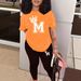 Trendy Short Sleeve T-Shirt & Pants Set – Stylish Casual Outfit For Women (S-XXL, Orange)_ecoleips.com
