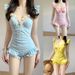 Women's Solid Color One Piece Swimsuit Halter Neck Slimming Sexy Alluring Perfect For Vacations And Hot Springs_ecoleips.com