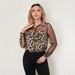 Cross-border European American 2026 New Mesh Patchwork Leopard Print Long Sleeve Women's Shirt Wholesale_ecoleips.com
