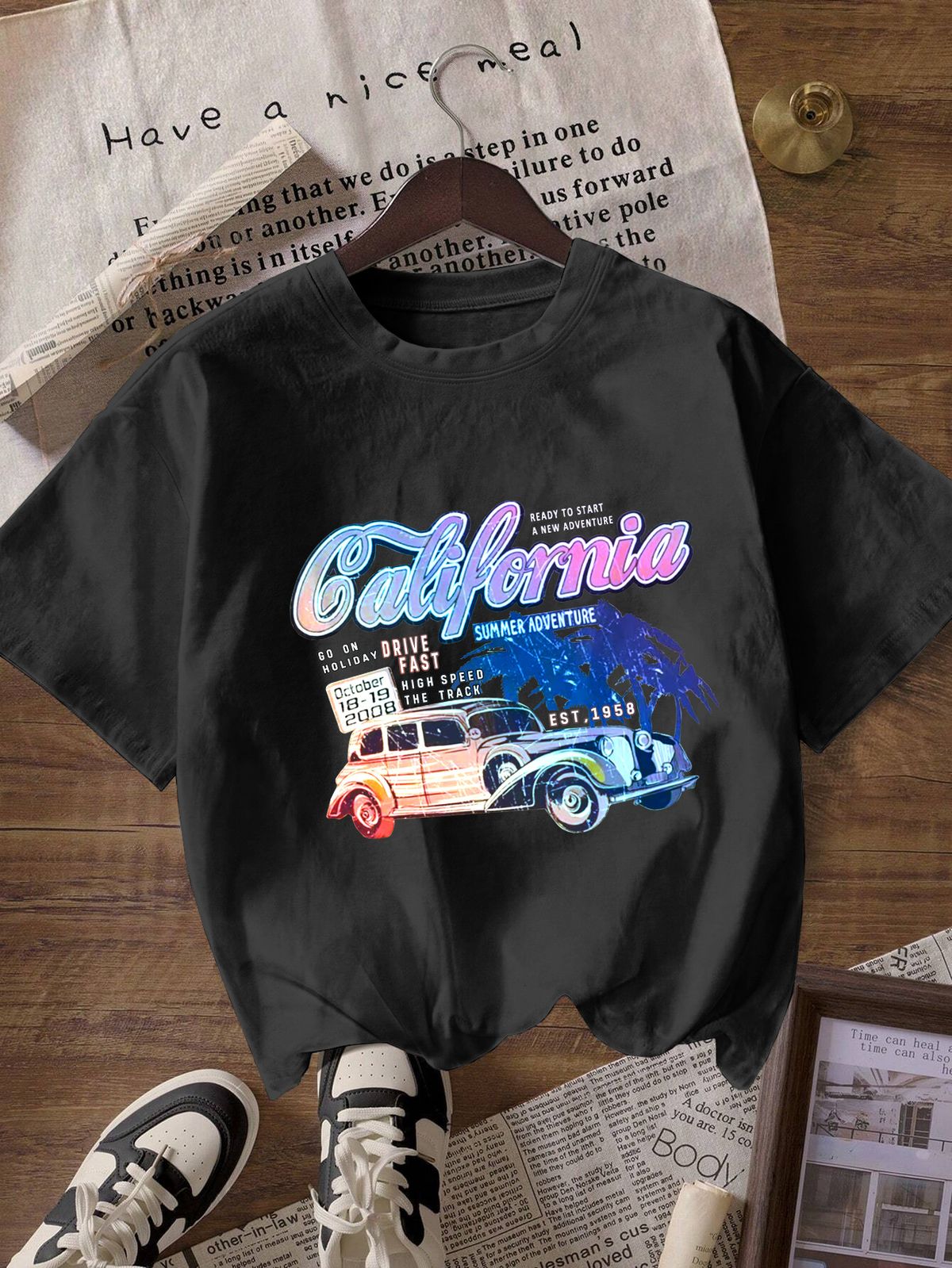 Women's Casual Round Neck Short Sleeve T-Shirt Multi-Color Style Simple Fashionable Sports Top Solid Printed Loose Fit_ecoleips.com
