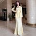 Elegant Women's Tailored Fish Tail Skirt Set - Stylish High Waist Office Dress With Blouse, Comfortable Polyester, Autumn Workwear_ecoleips.com